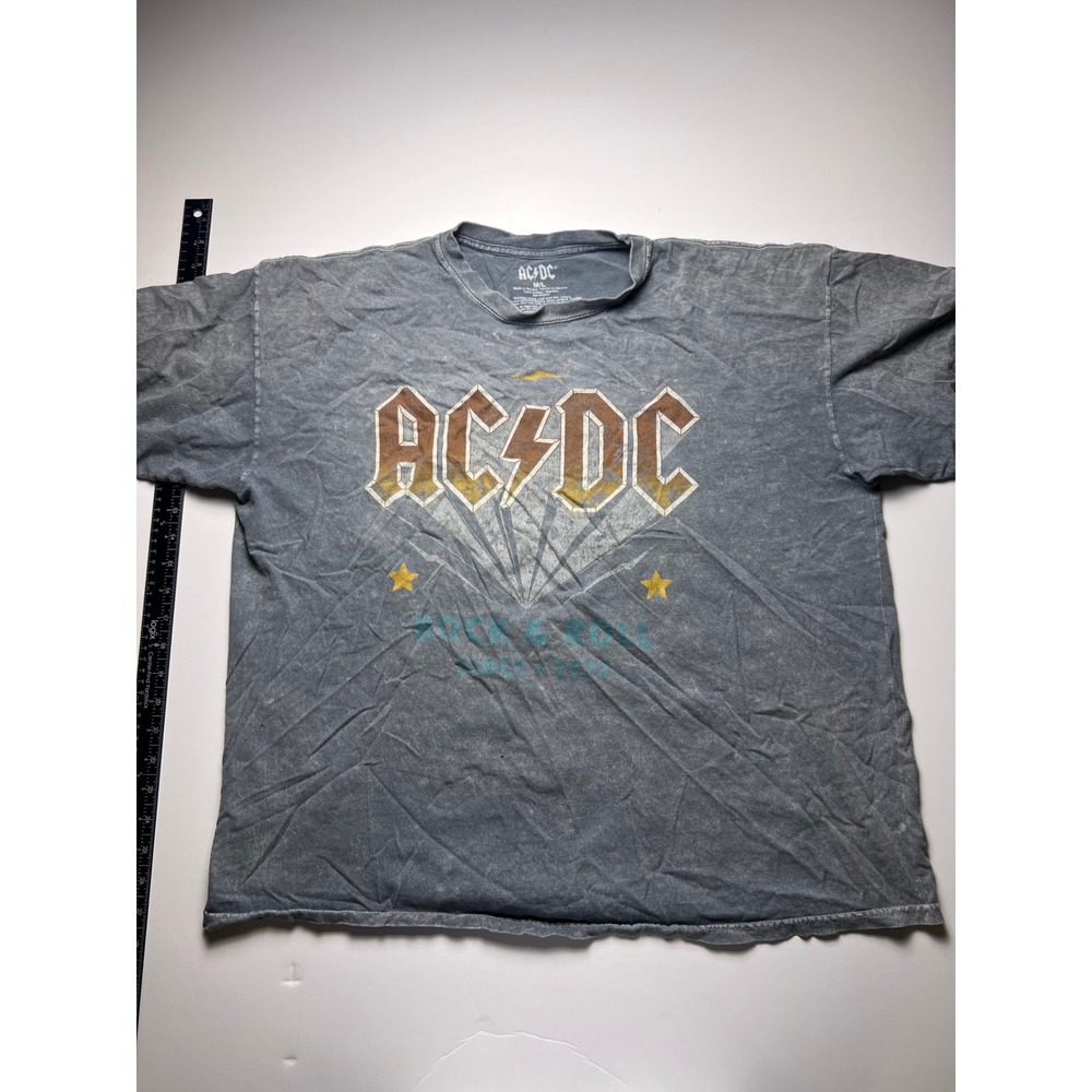 AC/DC Graphic T-Shirt Unisex M/L Acid Wash Grey Highway to Hell Band Tee 0788